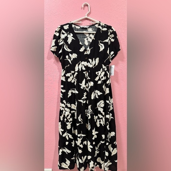SONOMA Black Floral Midi Dress Size Small NWT - Picture 1 of 4